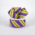 1.5  Diagonal Glitter Stripe Ribbon: Lime, Purple, Orange (10 Yards) Hot on Sale