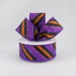 1.5  Diagonal Glitter Stripe Ribbon: Black, Purple, Orange (10 Yards) Online Sale