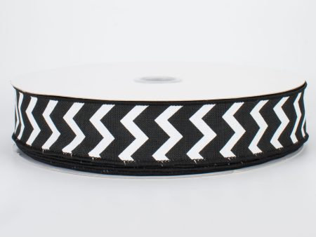 1.5  Canvas Chevron Ribbon: Black & White (50 Yards) Hot on Sale