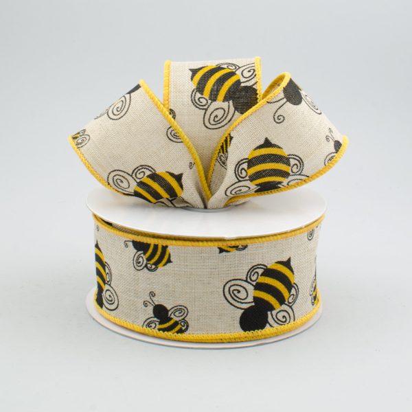 1.5  Faux Burlap Bumble Bee Ribbon (10 Yards) Online Hot Sale