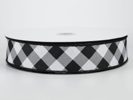 1.5  Diagonal Check Ribbon: Black & White (50 Yards) For Discount