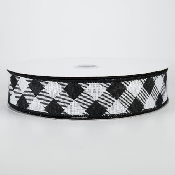 1.5  Diagonal Check Ribbon: Black & White (50 Yards) For Discount