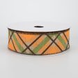 1.5  Glitter Plaid Ribbon: Light Beige, Brown, Orange, Moss (10 Yards) Cheap