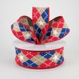 1.5  Argyle Stars Ribbon: Beige, Red, White, Blue (10 Yards) Cheap