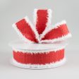 1.5  Chenille Edge Ribbon: Red & White (10 Yards) Hot on Sale