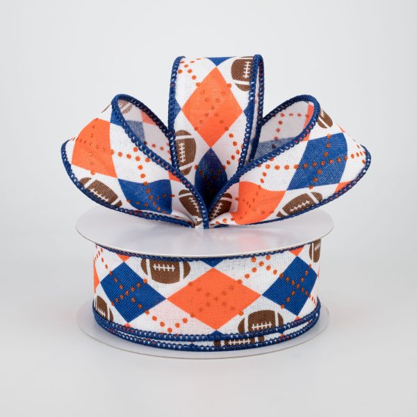 1.5  Argyle Footballs Ribbon: Orange & Navy (10 Yards) Online Sale