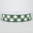 1.5  Diagonal Check Ribbon: Emerald Green & White (50 Yards) Fashion