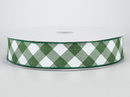 1.5  Diagonal Check Ribbon: Emerald Green & White (50 Yards) Fashion