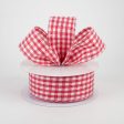 1.5  Glitter Woven Gingham Check Ribbon: Red (10 Yards) Online now