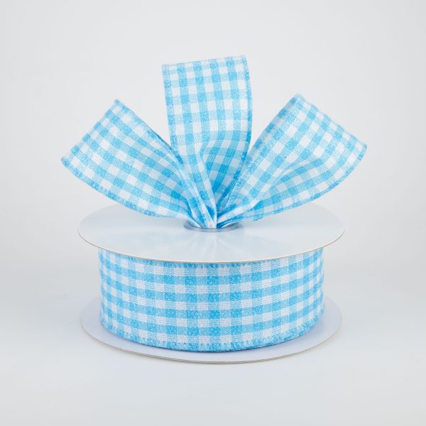 1.5  Glitter Woven Gingham Check Ribbon: Blue (10 Yards) Sale