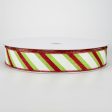 1.5  Diagonal Glitter Stripe Ribbon: Red & Lime (50 Yards) For Discount