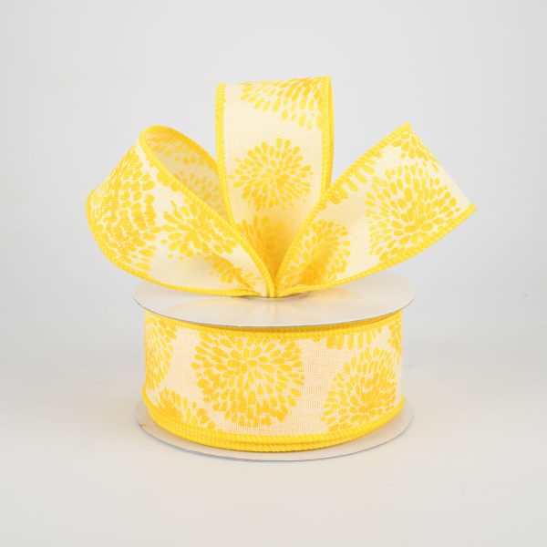 1.5  Color Bursts Ribbon: Yellow & Cream (10 Yards) Discount