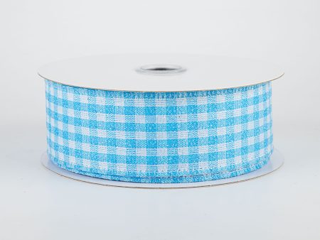 1.5  Glitter Woven Gingham Check Ribbon: Blue (10 Yards) Sale