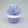 1.5  Faux Linen Check Ribbon: Pink, Blue & Lavender (10 Yards) Fashion