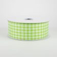 1.5  Glitter Woven Gingham Check Ribbon: Lime Green (10 Yards) Sale