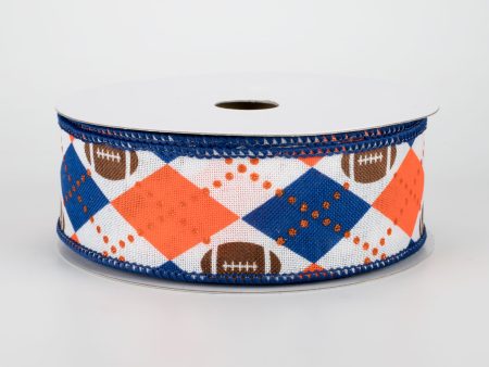 1.5  Argyle Footballs Ribbon: Orange & Navy (10 Yards) Online Sale