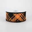 1.5  Diagonal Stripe Check Ribbon: Orange & Black (10 Yards) For Sale