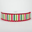 1.5  Christmas Horizontal Stripe Ribbon: White (50 Yards) For Discount