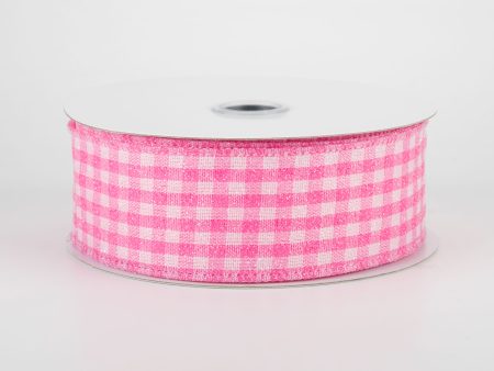 1.5  Glitter Woven Gingham Check Ribbon: Pink (10 Yards) on Sale