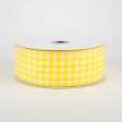 1.5  Glitter Woven Gingham Check Ribbon: Yellow (10 Yards) Discount