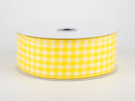 1.5  Glitter Woven Gingham Check Ribbon: Yellow (10 Yards) Discount