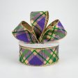 1.5  Glitter Plaid Metallic Ribbon: Mardi Gras (10 Yards) Online