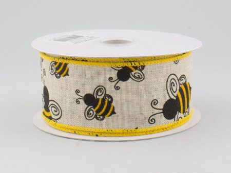 1.5  Faux Burlap Bumble Bee Ribbon (10 Yards) Online Hot Sale