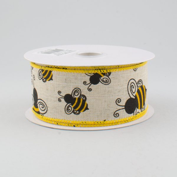 1.5  Faux Burlap Bumble Bee Ribbon (10 Yards) Online Hot Sale