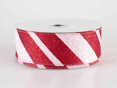 1.5  Giant Glitter Diagonal Lines Ribbon: Red & Pink (10 Yards) Discount