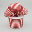 2.5  Metallic Lamé Stripe Ribbon: Red & Silver (10 Yards) Online