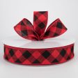 1.5  Diagonal Check Ribbon: Red & Black (50 Yards) For Discount