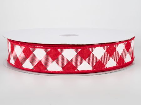 1.5  Diagonal Check Ribbon: Red & White (50 Yards) Online Sale