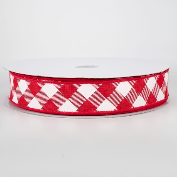 1.5  Diagonal Check Ribbon: Red & White (50 Yards) Online Sale