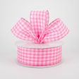 1.5  Glitter Woven Gingham Check Ribbon: Pink (10 Yards) on Sale