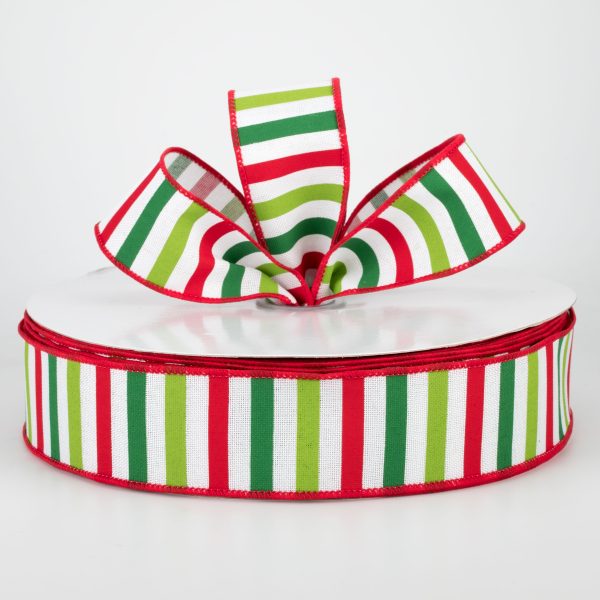 1.5  Christmas Horizontal Stripe Ribbon: White (50 Yards) For Discount