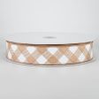 1.5  Diagonal Check Ribbon: Light Tan & White (50 Yards) Online