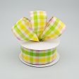 1.5  Faux Linen Check Ribbon: Pink, Lime & Yellow (10 Yards) Online