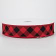 1.5  Diagonal Check Ribbon: Red & Black (50 Yards) For Discount