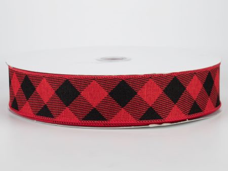 1.5  Diagonal Check Ribbon: Red & Black (50 Yards) For Discount