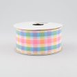 1.5  Faux Linen Check Ribbon: Yellow, Blue & Pink (10 Yards) For Cheap