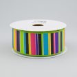 1.5  Bright Multi-Colored Horizontal Stripe Ribbon: Black (10 Yards) Online Sale