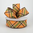 1.5  Glitter Plaid Ribbon: Light Beige, Brown, Orange, Moss (10 Yards) Cheap