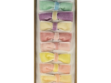 Pastel Velvet Mini Bow Clips (x 10) Online Sale