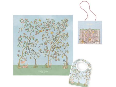 Carré & Satin Bib Set – In Bloom Blue with Gift Box Set Fashion