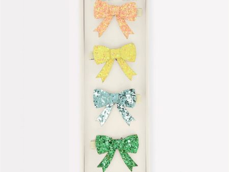 Glitter Bow Hair Clips (x 4) Online Sale