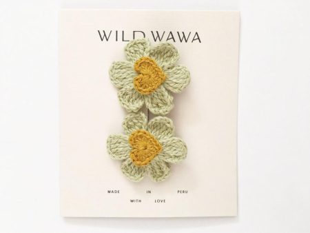 Crochet Flower Clip Set Pistachio Wildflower Online Sale