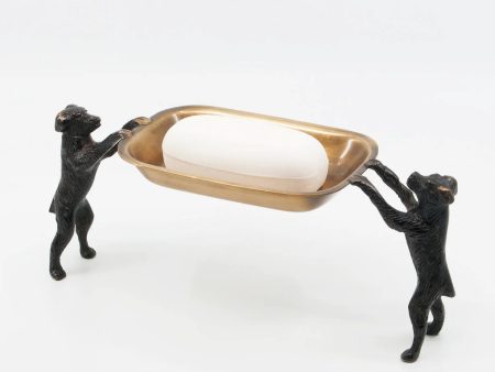 Terrier Dogs Brass Soap Dish - Desk Accessory Hot on Sale