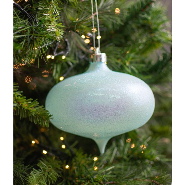 6  Iridescent Glitter Onion Shape Ornament: Pale Blue Sale