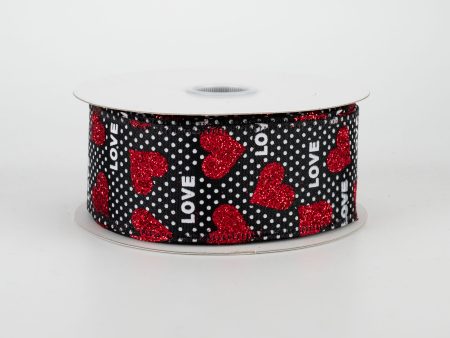 1.5  Swiss Dot & Glitter Hearts Ribbon Online Sale