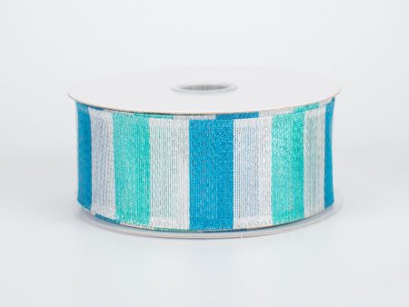 1.5  Shimmering Stripes Ribbon: Blue & Turquoise (10 Yards) on Sale